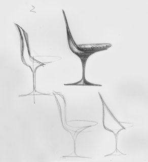 Sketches for the Tulip Chair by Eero Saarinen. Image form the Knoll Archives. 