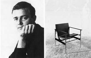 (Left) Portrait of Charles Pollock in the early 1960s. (Right) The Pollock Arm Chair (657), c.1960