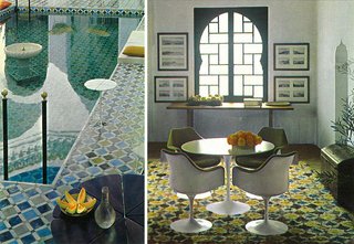 The swimming pool and living room of York Castle boasted intricate patterns in rich blues and greens. 