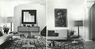 The lavishly decorated living room of York Castle, where mint tea would be served on Saarinen Coffee Tables. 