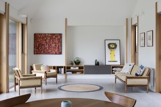 Plasterboard was used on the walls and ceilings of the interiors to accentuate an abundance of natural light. 