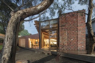 "There are several trees planted within the deck," Dunin explains. "As they grow, they<br>will create separate intimate areas and provide additional shading and privacy."