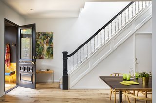 "We put a big skylight over the stairwell in order to bring light into the center of the house, and we opened up the stairwell to maximize how much light reached the first floor," Barker says. 