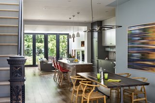 The owners wanted the first floor of the home to flow seamlessly from the front to the back. They called upon a friend's business for their lighting to save on costs.