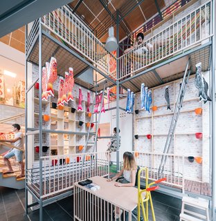 Utopic puts a flair on the modern coworking space with expansive storage walls and bursts of color.