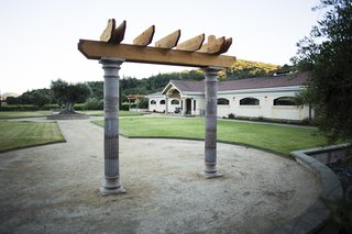 In addition to the pergolas, a redwood arbor sits at the front of the property for use by wedding parties, and can be moved to different locations as desired.