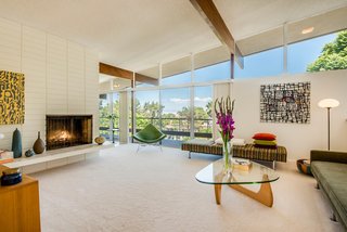 As a well-preserved example of post-and-beam construction, the home's horizontal beams support the dramatic sloped roof.