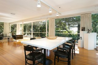 An Amazing Tree-Covered Glass House For Sale in the Berkeley Hills - Photo 4 of 20 - The dramatic glass curtain wall, spanning an impressive 37 feet, allows the main living level to be flooded with natural light.