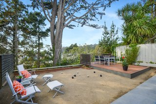 The home has its very own bocce court in the backyard.