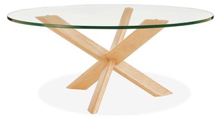 The Union coffee table utilizes an interlocking three-part lap joint in the base of the table.
