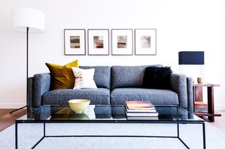 Crane floor lamp, Cade sofa, Tyne coffee table, Kira end table, Formline table lamp, throw pillows