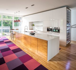 Plum Modern Pendant Lighting Adds Pop of Color in Canadian Kitchen - Photo 1 of 4 -