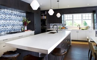 Bold Kitchen Island Pendant Lighting Shines Bright in Boston Home - Photo 1 of 3 -