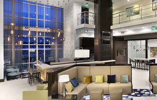 Modern Hotel Lighting Adorns Lobby of Hilton Resort in Myrtle Beach - Photo 1 of 4 -