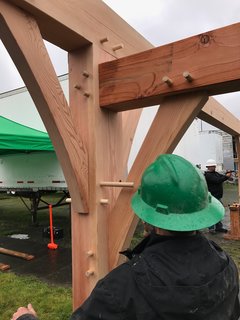 Design Week Portland Showcases the Talent of its Vibrant Design Community - Photo 10 of 13 - The New Energy Works Timberframers event raised a structure with solar panels at their big timber event, Thinking Outside the Frame: Traditional Craft Melds With Modern Technology.