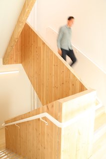 Albina Yard—Pioneering the Future of Sustainable Mass Timber Construction - Photo 4 of 8 - Staircase CLT panels have a three-ply thickness. 