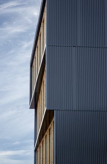 Albina Yard—Pioneering the Future of Sustainable Mass Timber Construction - Photo 6 of 8 - The facade cantilevers out four feet with a four-inch-thick CLT panel, which is the maximum cantilevering capacity of the material.