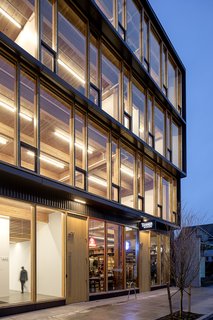 Albina Yard—Pioneering the Future of Sustainable Mass Timber Construction - Photo 7 of 8 - A retail space on the ground floor is home to Portland brand, Tanner Goods. The project also hosts a bar around the back and a creative agency in a container-turned-office space with a green roof. 