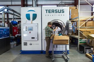 A New Sustainable Subscription Program Is Helping Us Rethink the Way We Shop For Linens - Photo 1 of 5 - Tersus Solutions' laundry machine produces an extremely high level of cleanliness for recycled products, while being environmentally-friendly. 