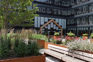 With over 50 varieties of produce, the plot includes a greenhouse and picnic tables for communal dining. 