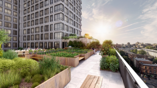 Shown here is a view of the building's rooftop terrace.