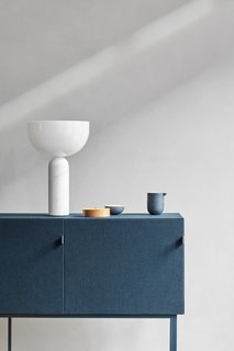 Shown here is the Tone sound-absorbing cabinet in blue, which is available in three sizes. 