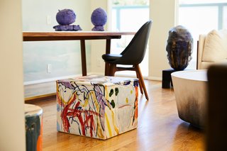 The eclectic mix of works on view range from stools and sculptural forms to chairs and tables in various shapes.