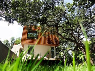 Feel at Home While Exploring Austin at One of These Modern Short-Term Rentals - Photo 13 of 17 - Designed to integrate the indoor and outdoor areas, two large windows open up the interiors to ample natural light and views of two 300-year-old oak trees and the nearby Bouldin Creek. 