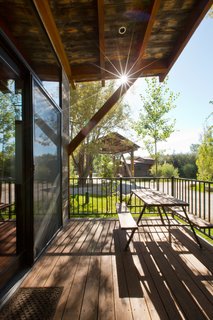 The outdoor deck on the Caboose cabins