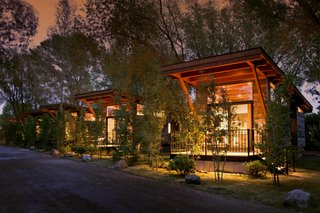 The Wedge model offers a private deck with a small propane grill and picnic table.