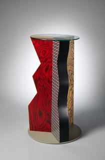 "Ivory" Table, 1985. Formica, Wood, Glass. H. 39-3/4 x Dia. 24 in. b: Glass top; Dia. 19-1/2 x Thickness 1/4 in. The Metropolitan Museum of Art, Gift of Dr. Michael Sze, 2002.