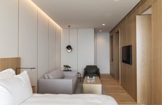Spain's Basque Coast Gets a New Modern Hotel With a Michelin-Starred Restaurant - Photo 8 of 12 - The warmth of the natural materials is consistent throughout the project and most evident in the minimalist guest rooms. 