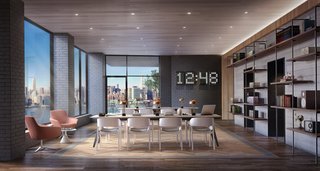 These Condos Would Be a Dream For Anyone Who Works Remotely - Photo 3 of 11 - Thoughtful design, massive windows, and wood flooring help create a pleasant ambiance in the Greenpoint's co-working space. 