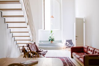 A 16th-Century Florentine Palazzo Is Transformed Into an Artist Residency - Photo 1 of 19 - Lofted mezzanine floors and bathrooms were added to the apartments, including the living area in Room #1. 