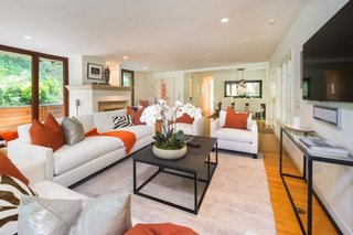 The open-plan living room has great space for entertaining. 