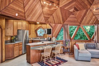 Triangular windows let plenty of light in. 