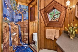 The custom tile work in the shower