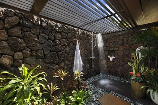 A Breezy Hawaiian Residence by Olson Kundig Hits the Market at $6.95M - Photo 12 of 14 - The garden shower features some of the region's native fauna. 