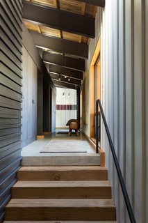 The mix of materials makes for a vibrant, contemporary palette. 
