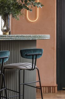 A Historic London Property Is Converted Into a Modern Mediterranean Eatery - Photo 8 of 8 - The paneling on the bar is Mutina Rombini tiles by Ronan and Erwan Bouroullec.