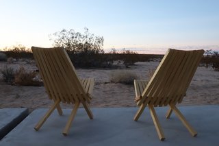 The tiny patio is an idyllic spot to enjoy the desert air and the starry sky. 