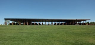 Set on a six-acre site, the memorial uses sculpture, art, and design to contextualize racial terror. The EJI partnered with artists like Kwame Akoto-Bamfo, Dana King, and Hank Willis Thomas to create a meaningful place where people can gather and reflect on America’s history of racial inequality. 