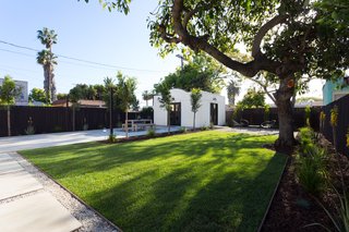 The huge backyard has a newly added "rec room" and multiple entertaining areas.
