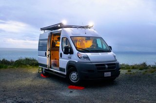This is Glamper Van's Promaster MUV model with new outside lights.