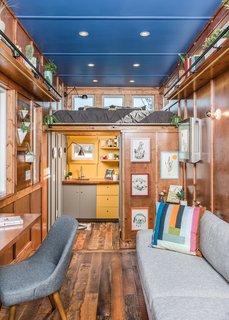 Every detail was customized specifically to meet Funke's requirements, including the custom paint and stain. The reclaimed hardwood floors are a mix of woods, and all the interior siding is maple. 