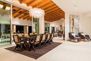  The dining fixture is composed of resin "bubbles."