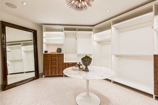 Two closets allow homeowners to claim personal storage space. 