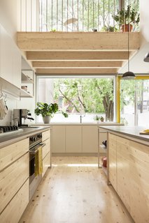 Pine has also been used in the ceiling beams. 