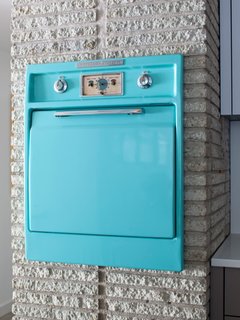 A close-up of the oven. 