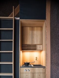 The A45 is outfitted with a petite kitchen designed by Københavns Møbelsnedkeri. 